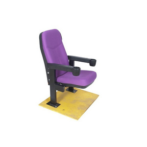 High Quality Commercial Theater Chair Seating Push Back Fixed Seat Auto Tip-up Wooden Sharing Armrest