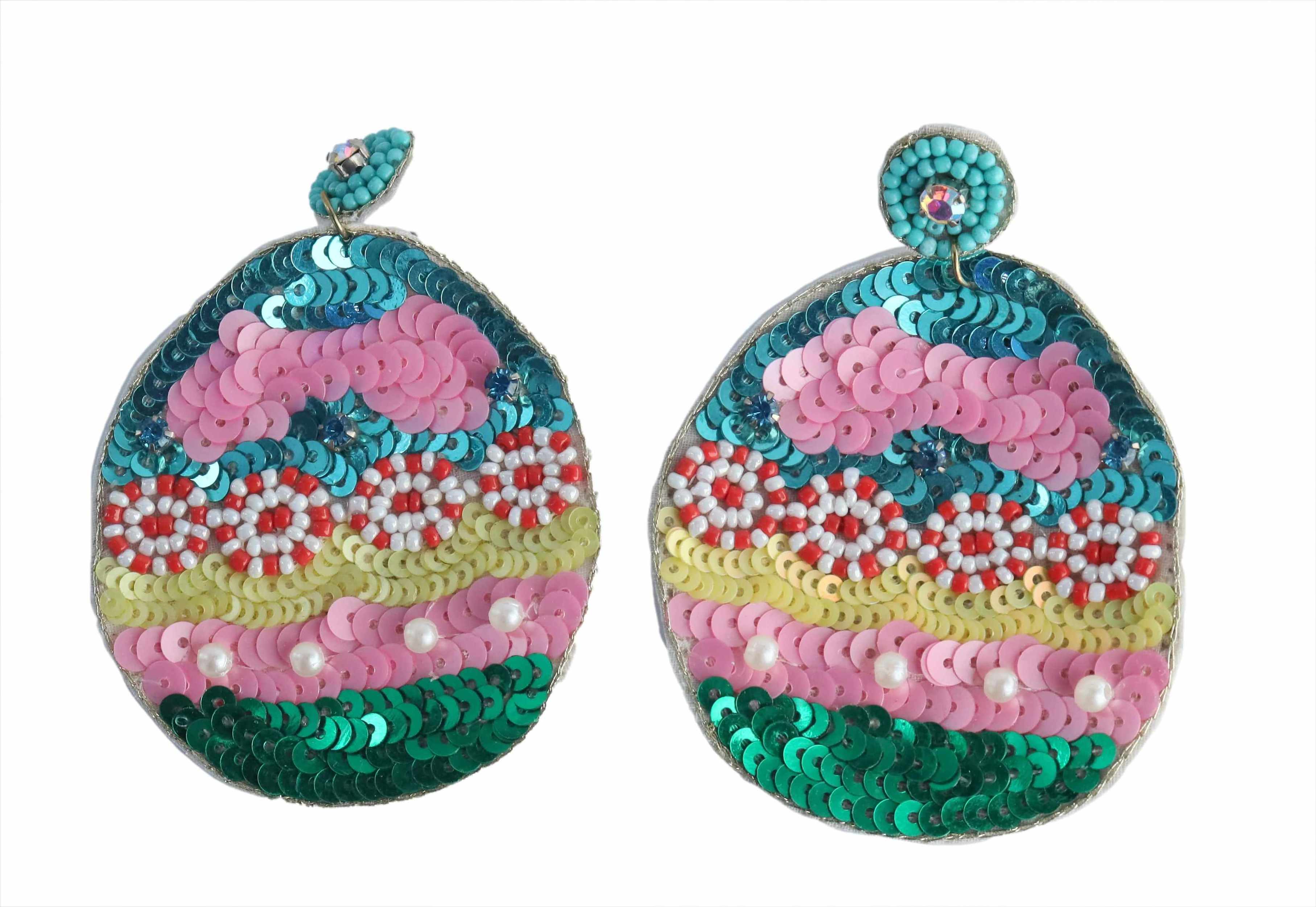 Handmade Beaded Earrings For Festivals Happy Easter Day Egg Earrings Multi Color Women and Girls in 2023