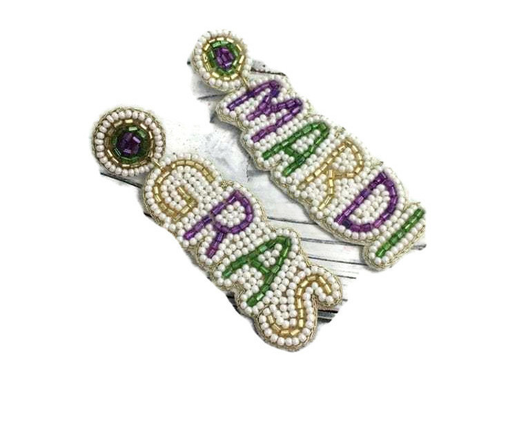 2023 New Mardi Gras Earrings Colorful Leaf Handmade Embroidered Beaded Earrings Three Color Fashion jewelry