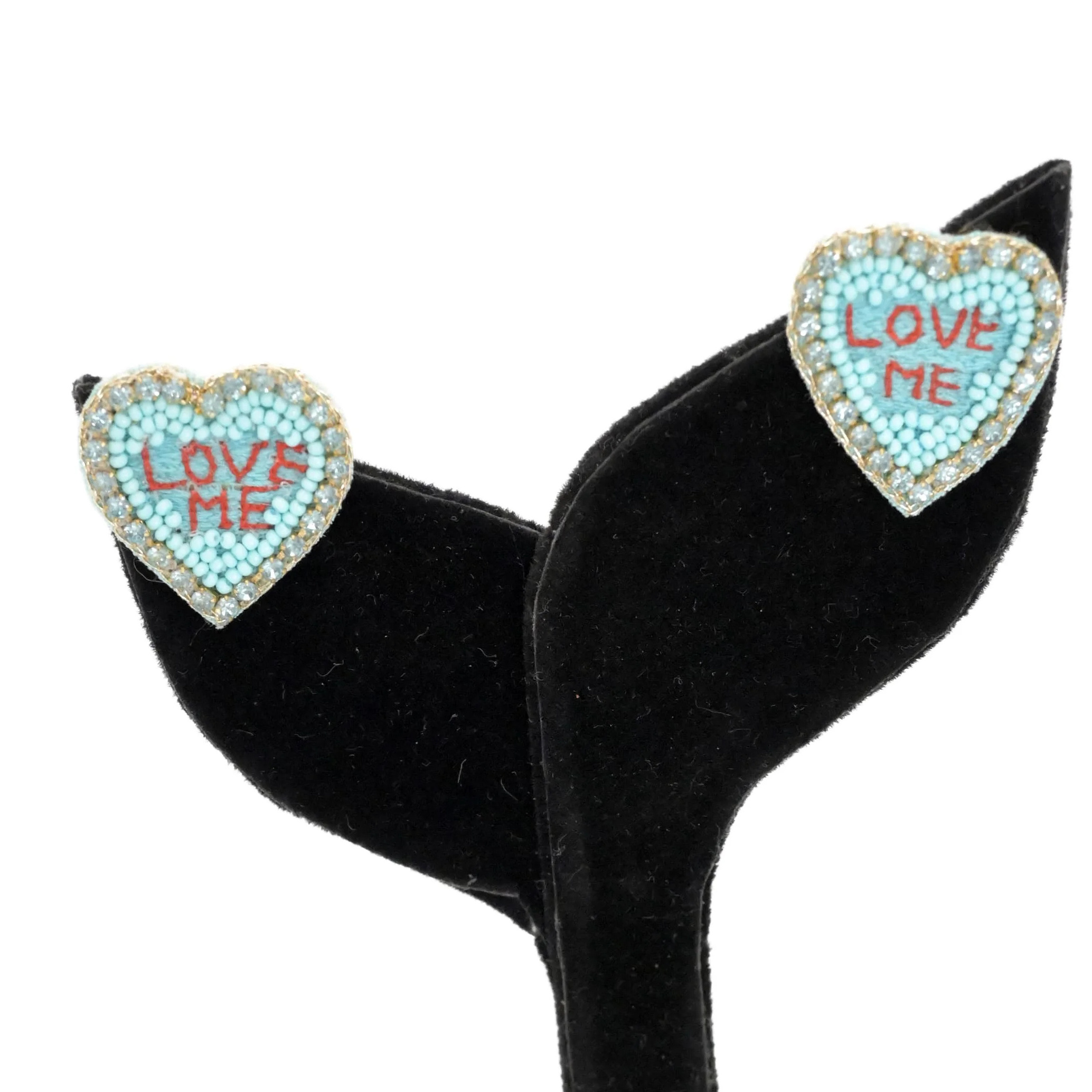 Colorful Earring For Valentine Day Beautiful Heart Shape Handmade Bead Embroidered Make in India