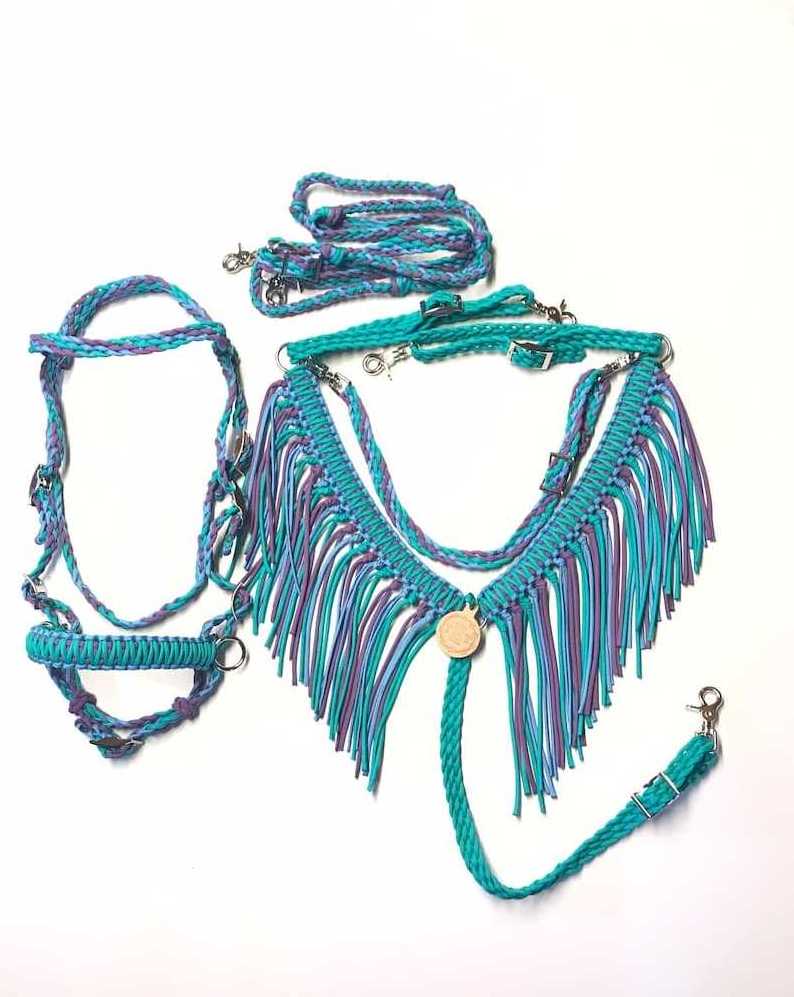 Custom Fringe Tack Set Fringe Breast Collar Horse Tack You Choose Colors Equestrian Leather Bridle Headstall And Breast Collar