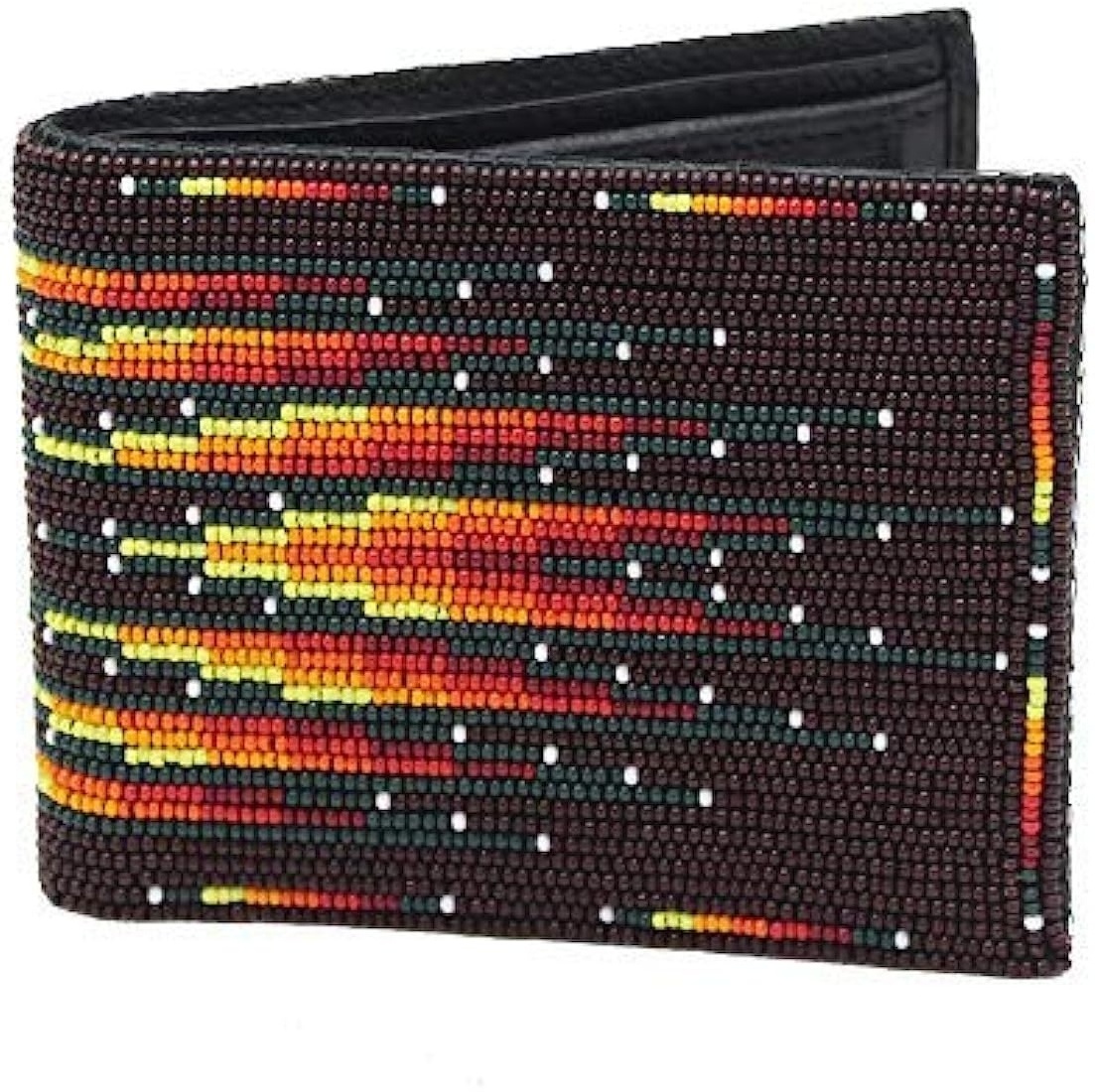 Southwestern Beaded Leather Wallets for Men Bifold Genuine Leather Wallets Gift Western Handmade Unisex OEM Box Bulk Style PCS