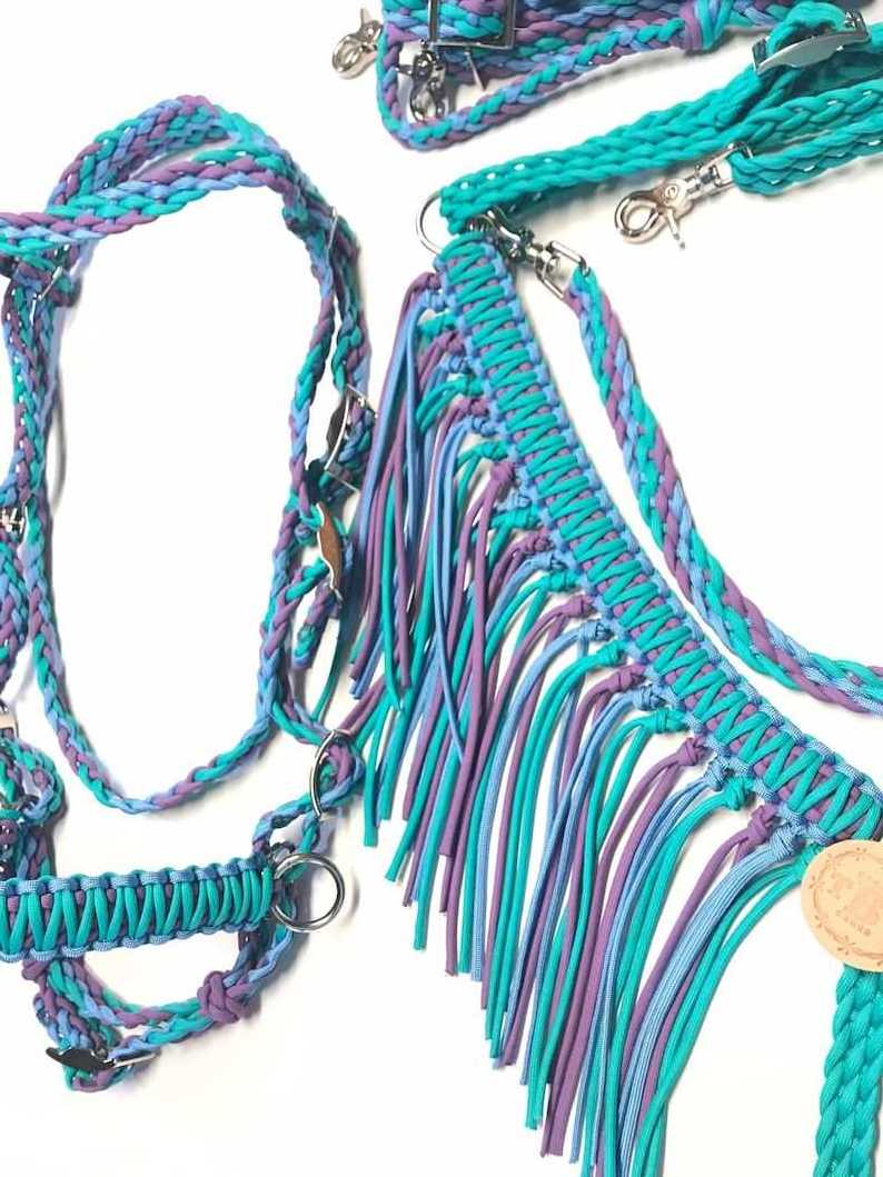 Custom Fringe Tack Set Fringe Breast Collar Horse Tack You Choose Colors Equestrian Leather Bridle Headstall And Breast Collar