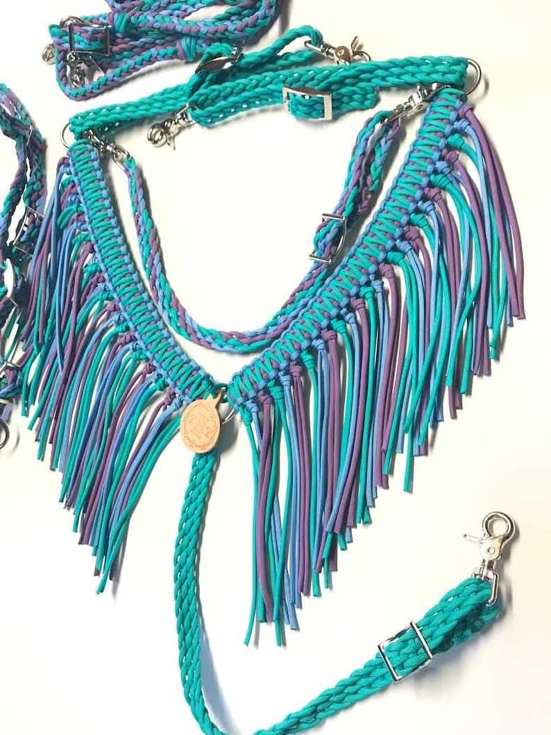 Custom Fringe Tack Set Fringe Breast Collar Horse Tack You Choose Colors Equestrian Leather Bridle Headstall And Breast Collar