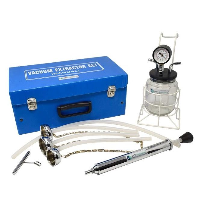 SCIENCE & SURGICAL MANUFACTURE OB GYN VACUUM EXTRACTOR SET MANUAL OPERATED MALMSTROMCOMPLETE WITH 3 STAINLESS STEEL CUPS