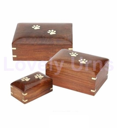 Brass Inlay Wood Pet Cremation Urns