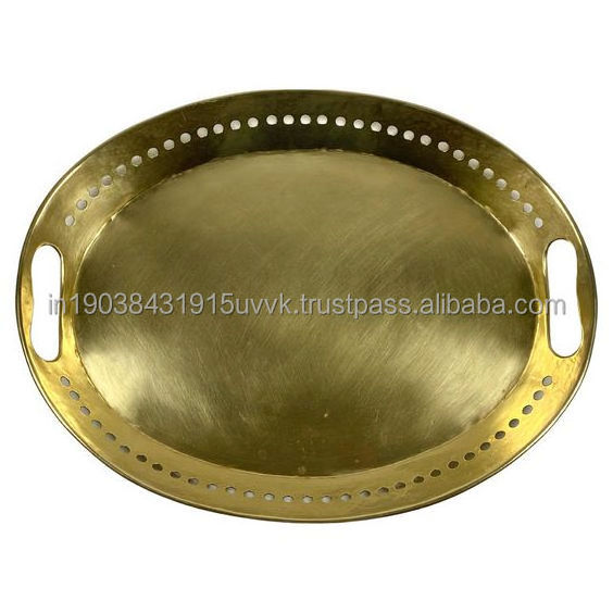 Small And Large Two Size Round Gold Trays Set At Competitive Price Very Nice Quality Handcrafted Metal Tray With Private Logo