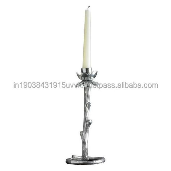 Table Decorative Aluminum Candle holder Date Palm Tree Shape High Polished Silver Metal Unique Pillar Candle Holder For Events