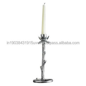 Table Decorative Aluminum Candle holder Date Palm Tree Shape High Polished Silver Metal Unique Pillar Candle Holder For Events