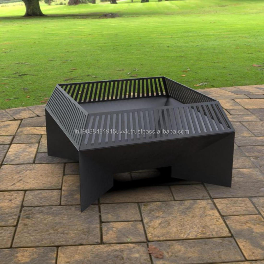 Black Coated Amaz Exports Simplest Fire Pit BBQ Grill Fire Stand For Parties Accessories Good Vibes Roasting Meat Fire Pit