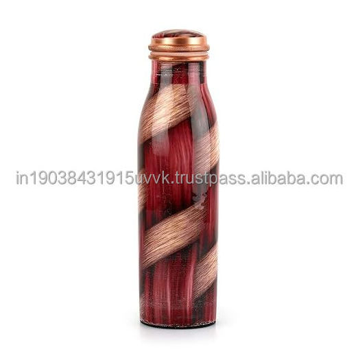 100% Pure Copper Water Bottle Brass Gold plated Metal health Beneficial Drinking water Bottle With LID Super Sell