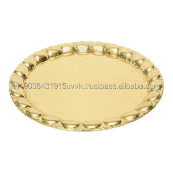 Small And Large Two Size Round Gold Trays Set At Competitive Price Very Nice Quality Handcrafted Metal Tray With Private Logo