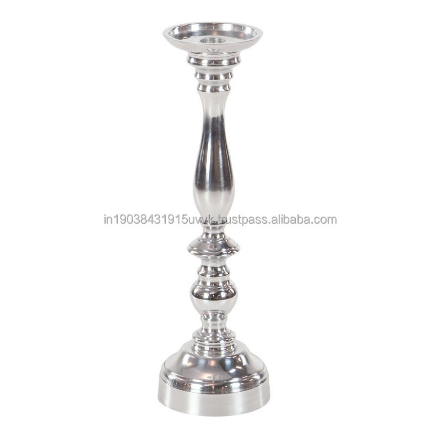 Table Decorative Aluminum Candle holder Date Palm Tree Shape High Polished Silver Metal Unique Pillar Candle Holder For Events