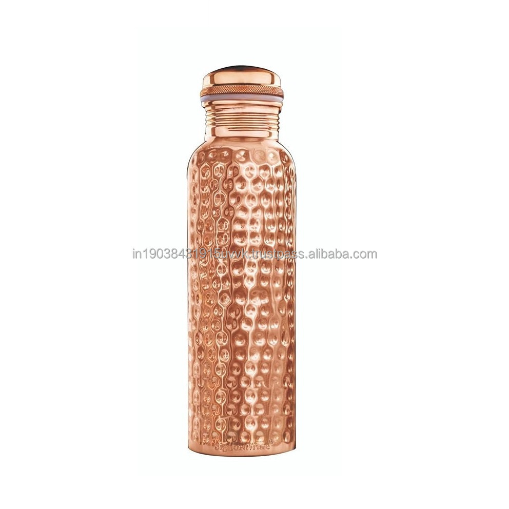 100% Pure Copper Water Bottle Brass Gold plated Metal health Beneficial Drinking water Bottle With LID Super Sell