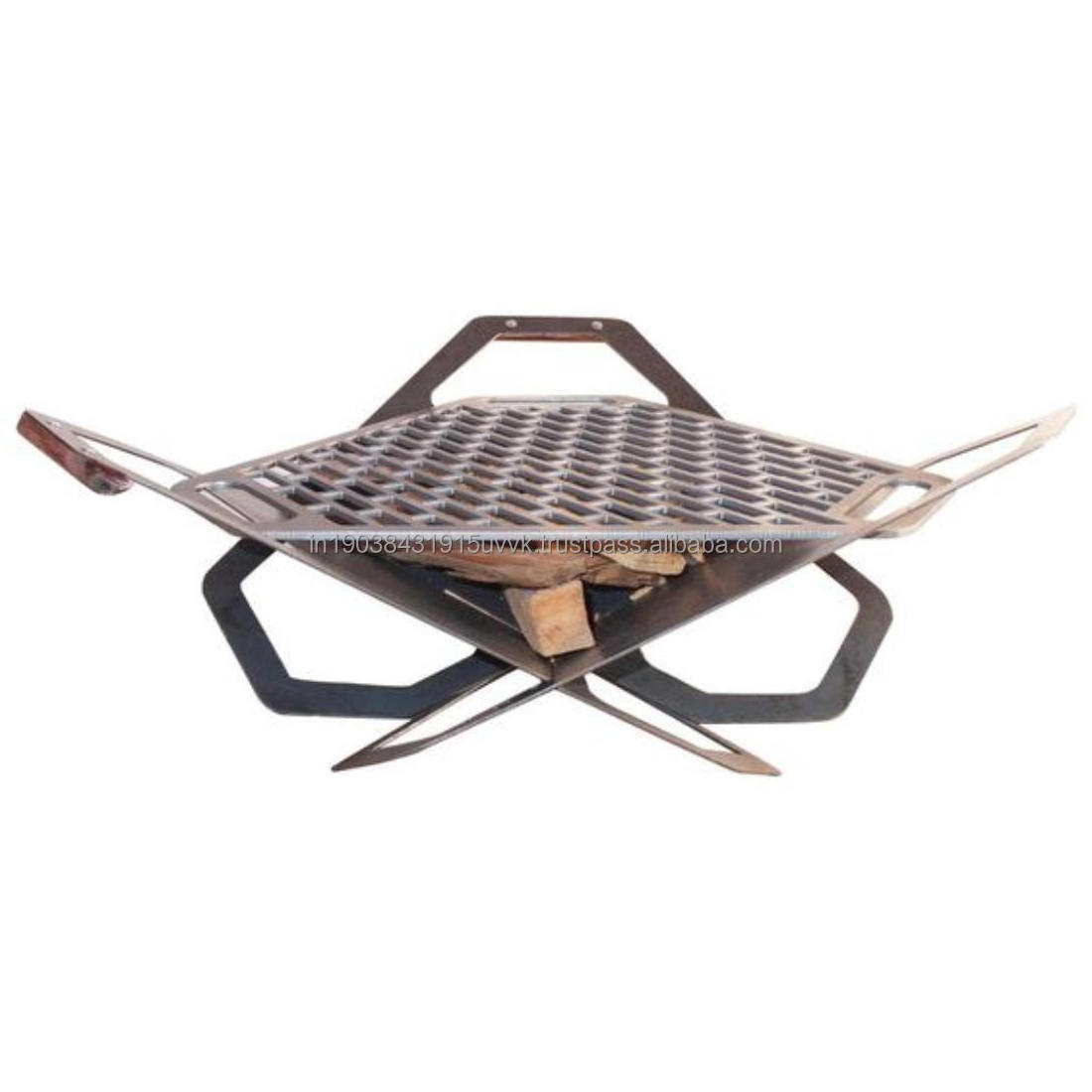 Black Coated Amaz Exports Simplest Fire Pit BBQ Grill Fire Stand For Parties Accessories Good Vibes Roasting Meat Fire Pit