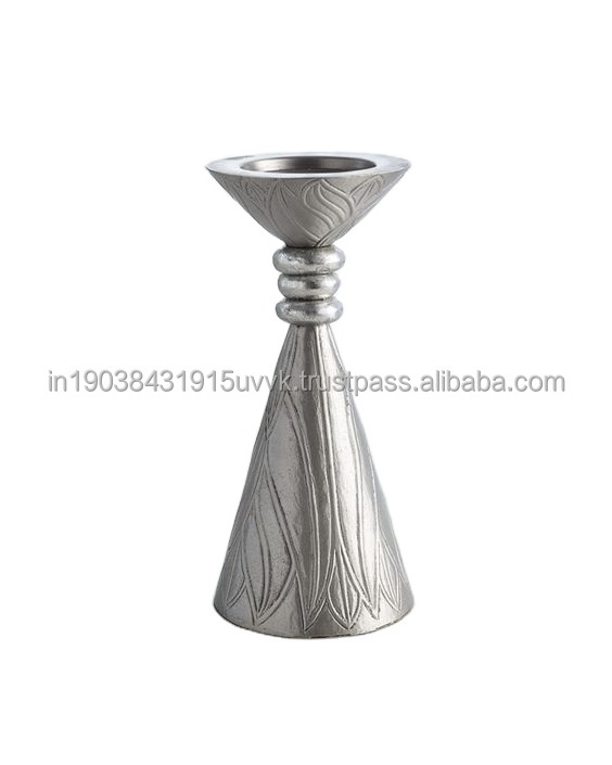 Table Decorative Aluminum Candle holder Date Palm Tree Shape High Polished Silver Metal Unique Pillar Candle Holder For Events