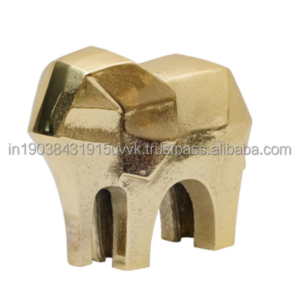 Gold Plated Aluminum Innocent Elephant Solid Kids Toy Sculpture Metal Sculpture For Nesting Coffee Tabletop Display