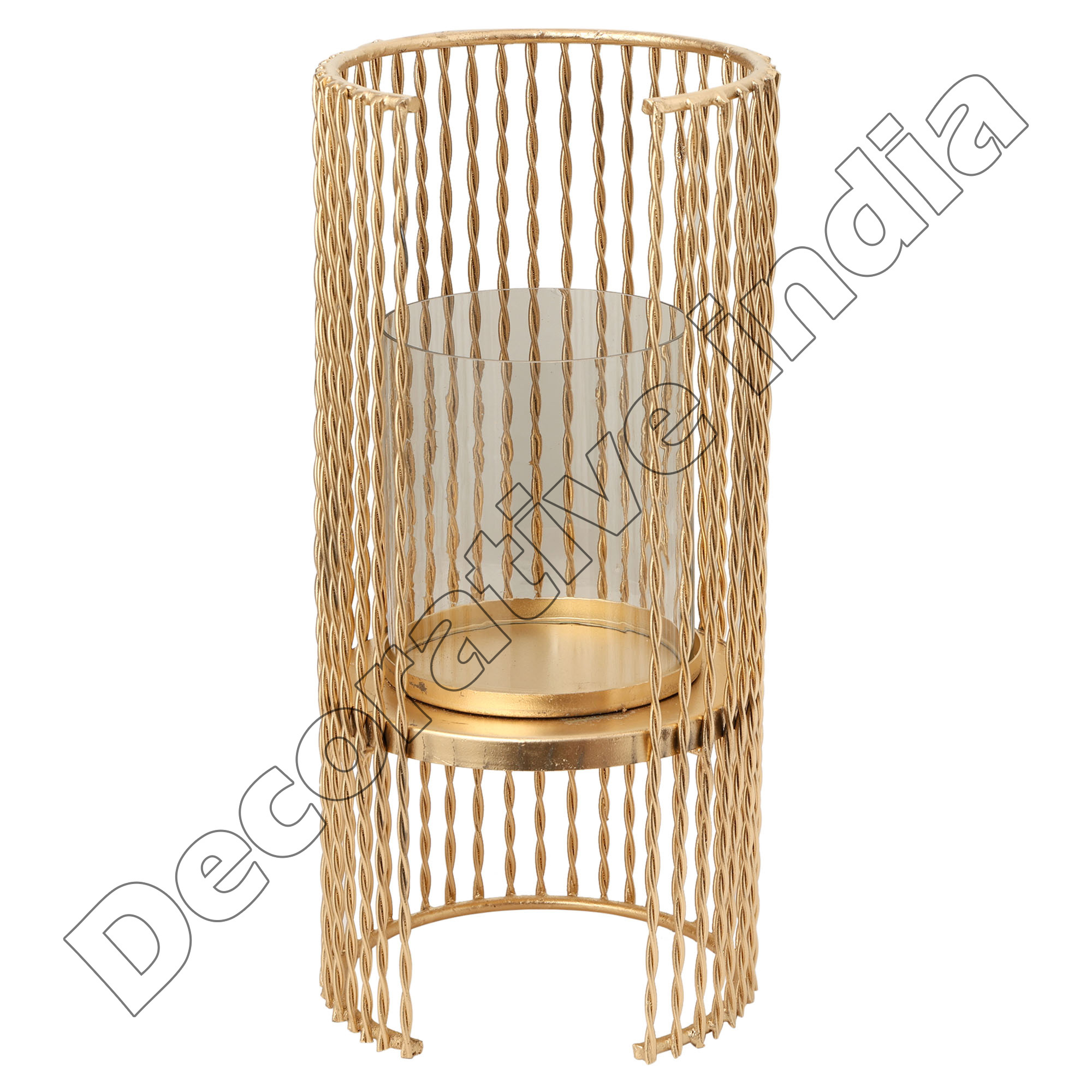 High Stability Classic Design Metal Rod Square Frame And Plain Base Candle With Glass Holder Lantern Gold For Banquet Hall Decor