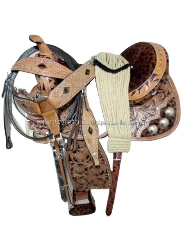 Western Leather Horse Barrel Saddle