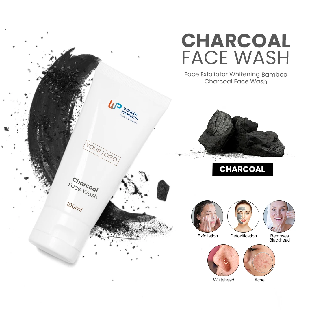 OEM/ODM Hot Sell 2023 Charcoal Face Wash with Pure Organically Made 100ML Pack Customized Logo Available Charcoal Face Wash