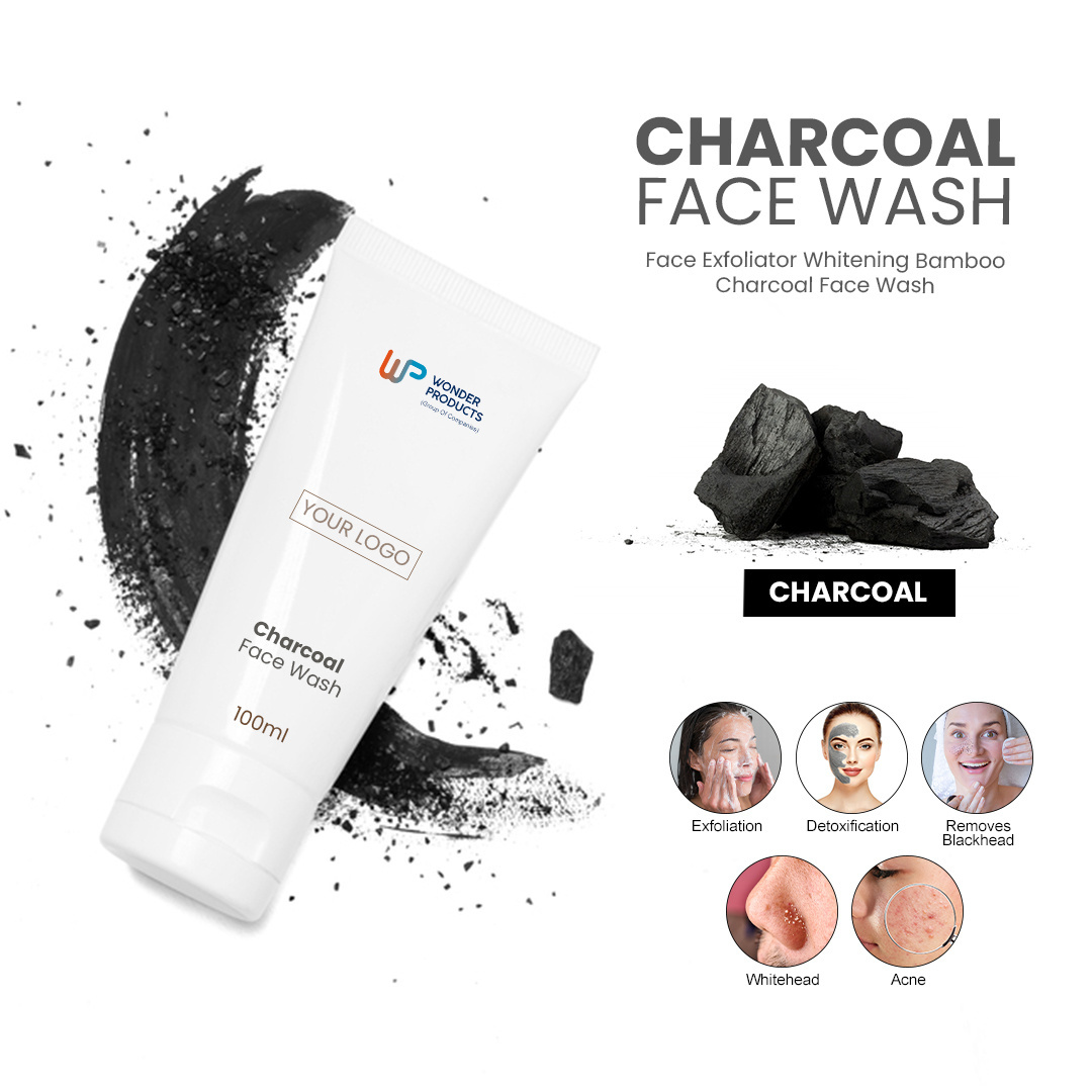 Hot Sell 2023 Charcoal Face Wash with Pure Organically Made 100ML Pack Customized Logo Available Charcoal Face Wash