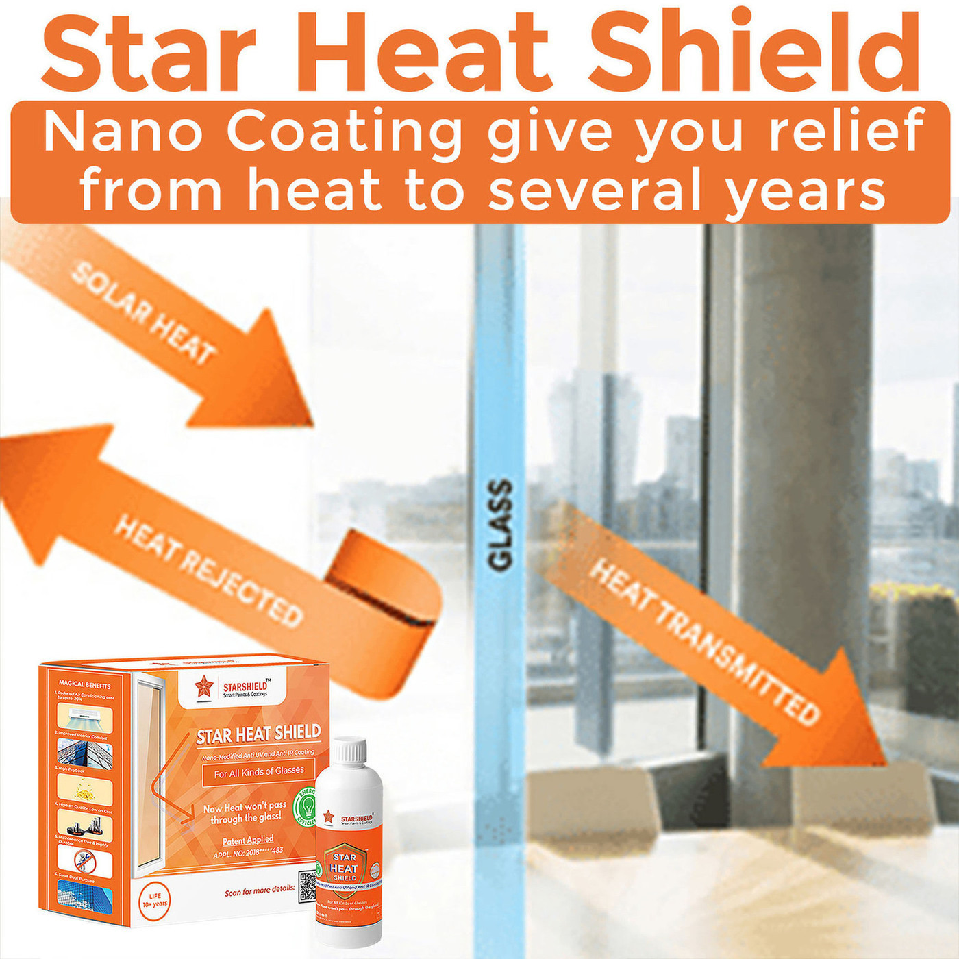 Heat Reflective Paint For Glass is an advanced Nano-technology based transparent liquid glass coating Star Heat Shield