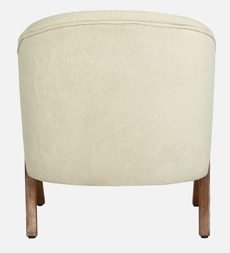 Modern Preston Boucle Fabric Lounge Chair in Cream Colour Fabric and Wood Lounge Chair For Living Chair