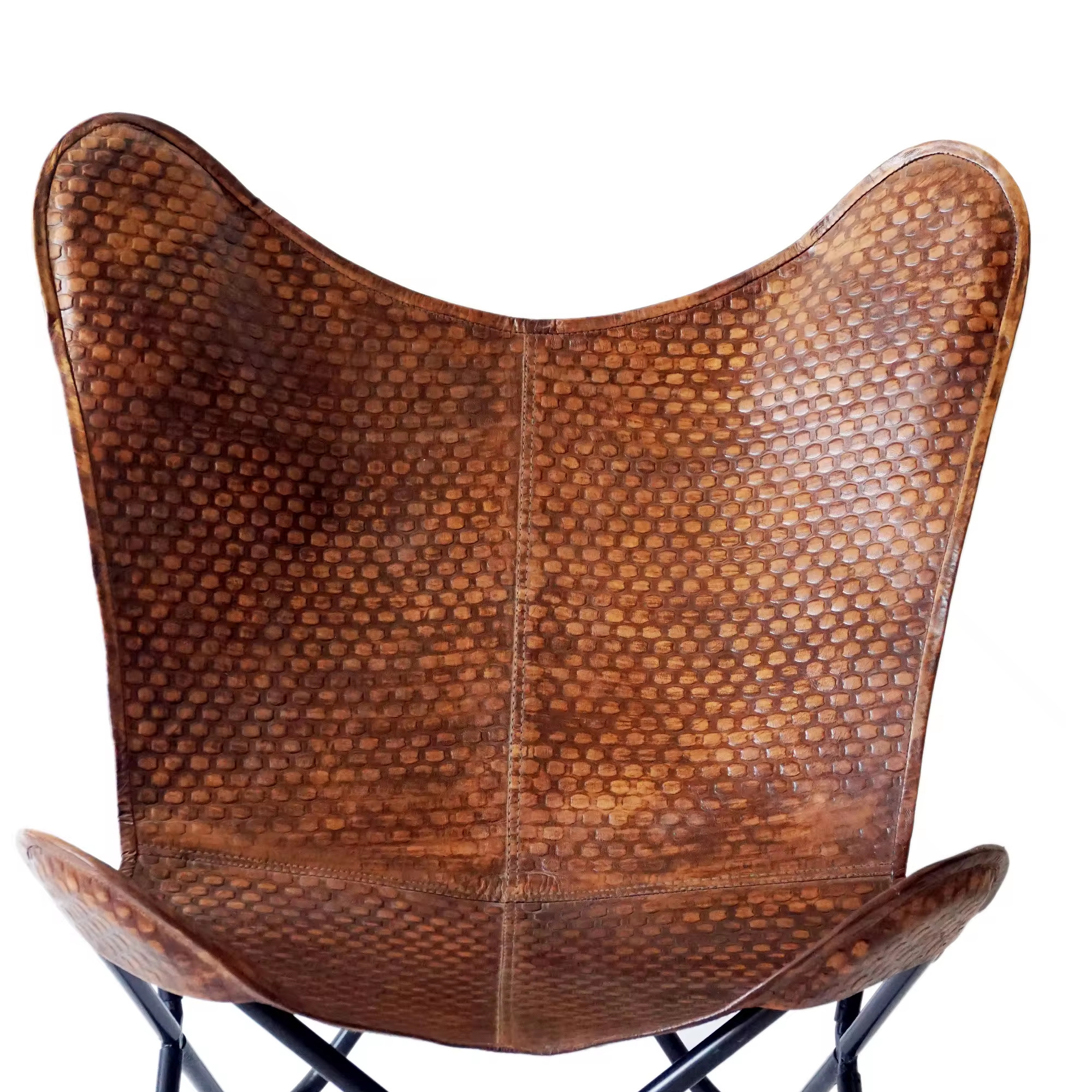 Diamond Design Brown Leather Living Room Butterfly Chair