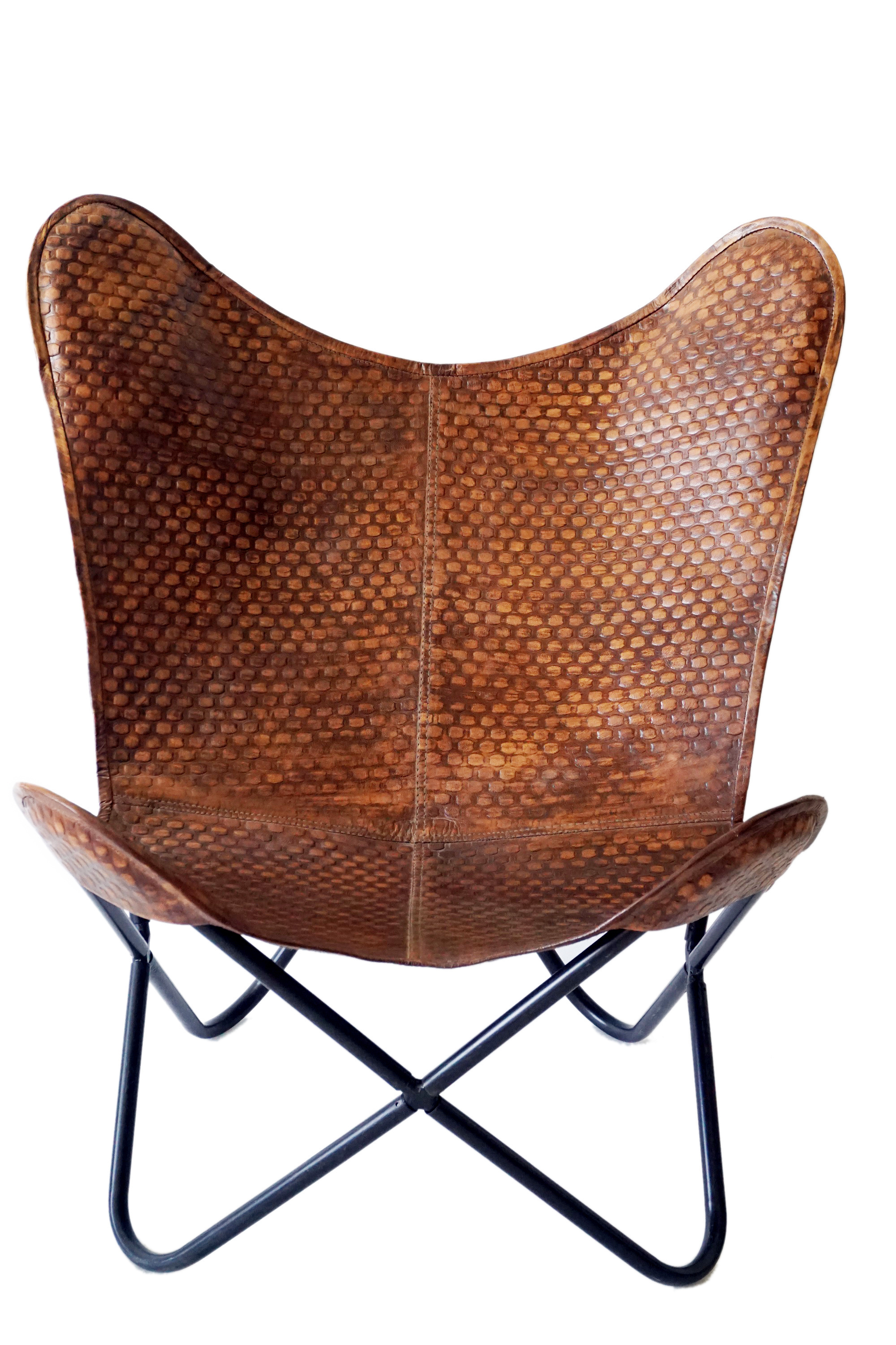 Diamond Design Brown Leather Living Room Butterfly Chair