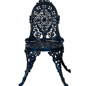 Decorative Blue Garden Chair  with  Cast Iron Frame  Perfect for Gardens  Patios and Porches  Enhance Your Outdoor Living Space