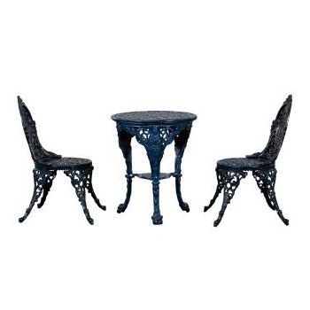 Outdoor Garden set of 2 Chair 1 Table Cast Iron Frame  Perfect for Gardens  Patios and Porches  Enhance  Outdoor Living Space