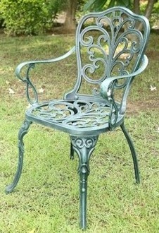 White Outdoor Garden Chair  Ornate Cast Iron Frame  Perfect for Gardens  Patios and Porches  Enhance Your Outdoor Living Space