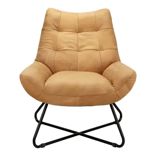 Modern Leather Lounge Chair With Black Legs and Armrests Stylish Accent Lounge Seating Best Quality Material