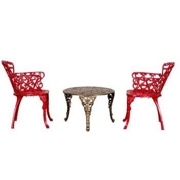 Set of 4 Outdoor Garden Chair  table Cast Iron Frame  Perfect for Gardens  Patios and Porches  Enhance Your Outdoor Living Space