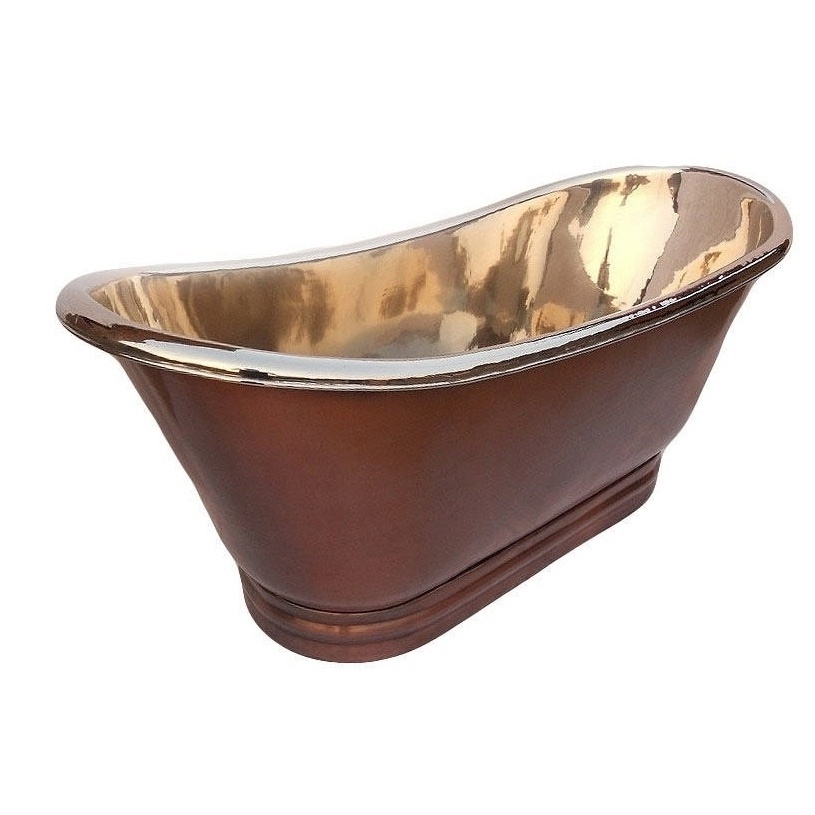 Wholesale Handmade Copper Bath Tub Hammered With Pedestal Nickel Lined Adult Bath Tub Hotel Bathroom