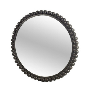 Wall Decorative Oval Beaded Mirror Home Decor for Bathroom Living Room Bedroom Nursery Entryway Black Colour