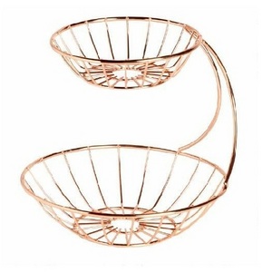 Metal Fruit Basket 2 Layer copper Fruit Basket Kitchen Counter can Place a Variety of Snack Bread Fruit Tray