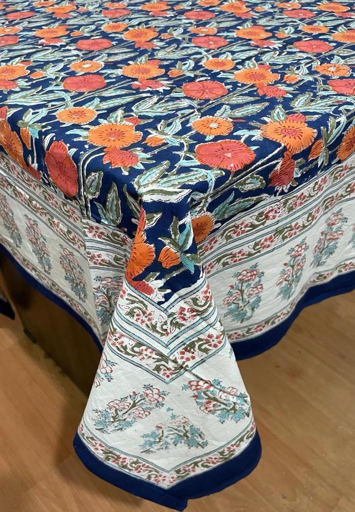 Indian Handmade Floral Tablecloth Block Print Pattern Home Decor Table Cover Set Mat Napkins Set Indian Table Cloth Runner Set