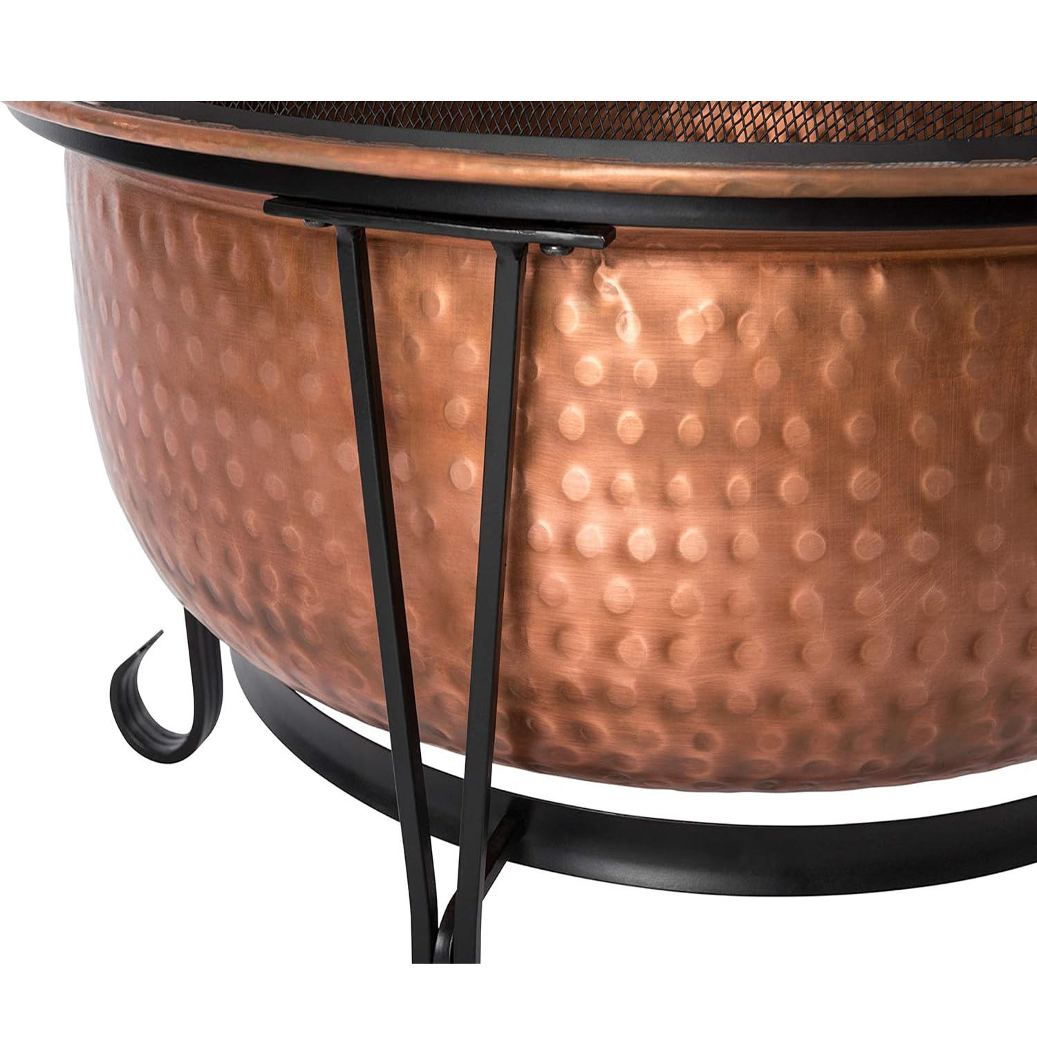 Metal Fire Pit Copper with Steel Stand Wood Burning Lightweight Portable Outdoor Firepit Included Mesh Spark