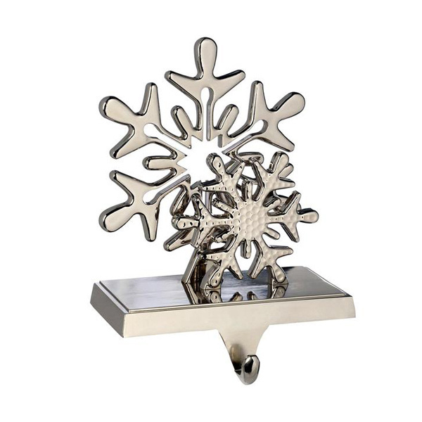 Traditional Design Snowflake Stocking Hanger Holder Excellent With Gold Color Festive Party And Christmas Decorative Accessories