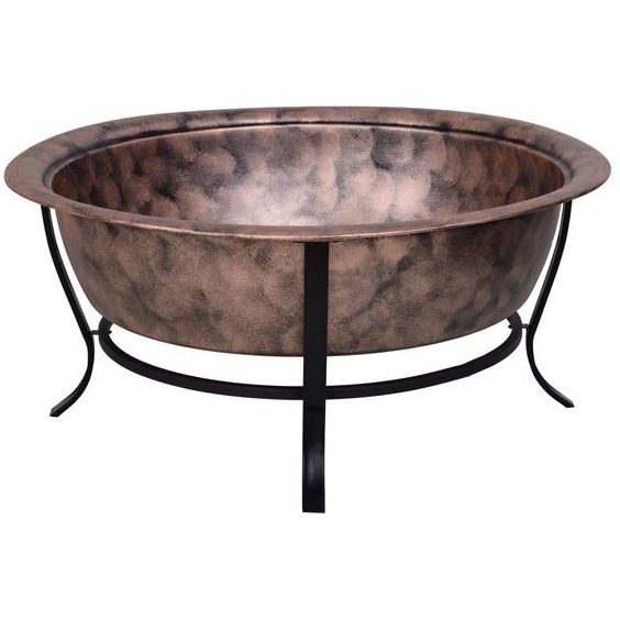 Antique Copper Round Firepit for Outside Bonfires & Grilling  Backyard Patio Wood Burning Fire Pits