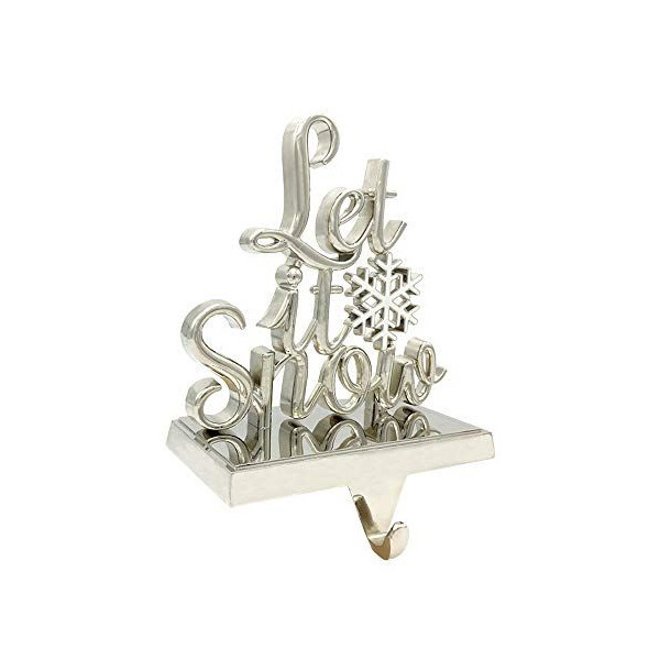 Traditional Let It Snow Design Stocking Holder Excellent With Gold Color Festive Party And Christmas Decorative Accessories