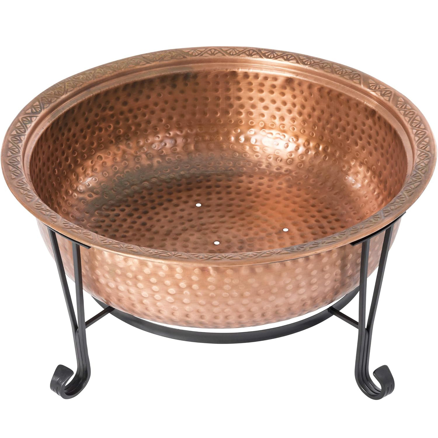 Metal Fire Pit Copper with Steel Stand Wood Burning Lightweight Portable Outdoor Firepit Included Mesh Spark