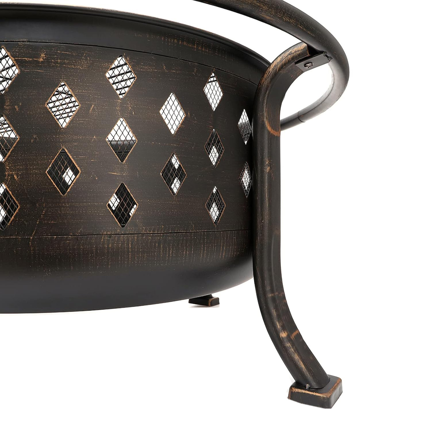 Wholesale Iron Fire Pit Bronze Cauldron Wood-Burning Fire Pit Bowl - Includes Portable Poker and Spark Screen