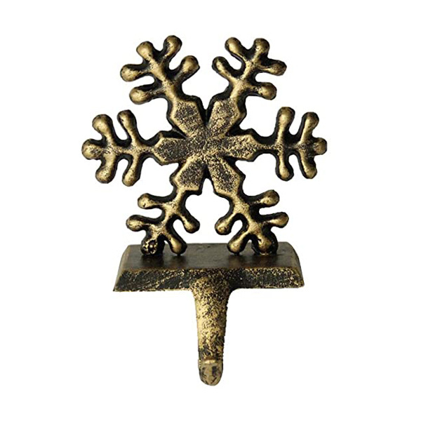 Traditional Design Snowflake Stocking Hanger Holder Excellent With Gold Color Festive Party And Christmas Decorative Accessories