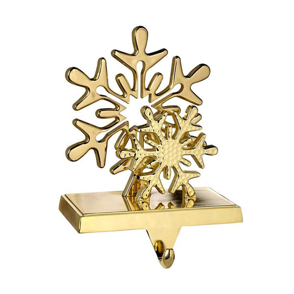 Traditional Design Snowflake Stocking Hanger Holder Excellent With Gold Color Festive Party And Christmas Decorative Accessories