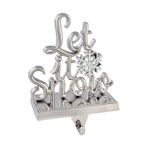 Traditional Let It Snow Design Stocking Holder Excellent With Gold Color Festive Party And Christmas Decorative Accessories