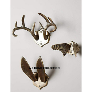 metal crafted animal deer antler birds wings new style high quality wall arts decorative jacket hooks and hangers