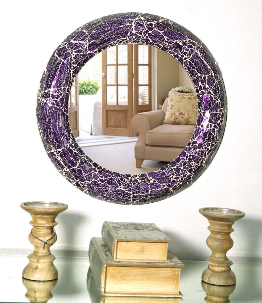 Manufacturer Wholesaler Crafted Glass And Iron Stone And Sea Shell Wall Hanging Mirror Decor Mirrors For Bedroom Bathroom Living