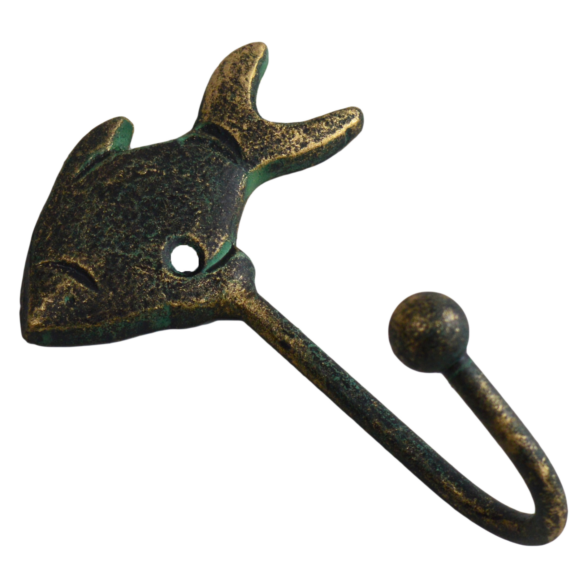 Vintage Design Fish Shaped Wall Hooks With Cast Iron Metal Brass Antique Finishing Design Hook Wall Mount Hanger